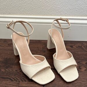 Mango Women's Cream Block Heel Sandals
